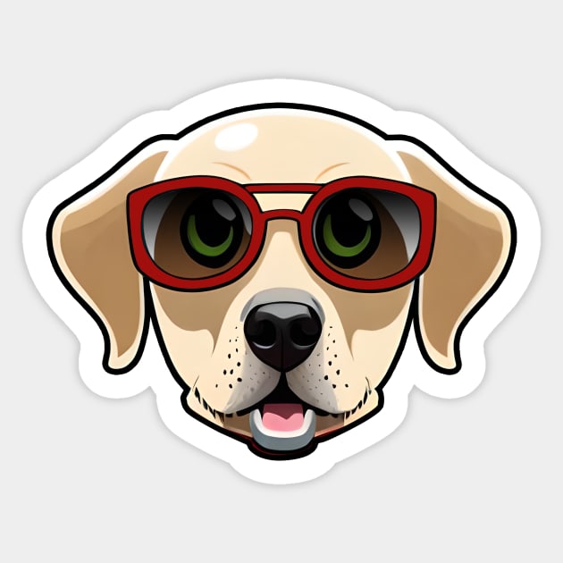 Golden Retriever Wearing Red Sunglasses Puppy Sticker by 4U2NV-LDN